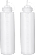 Squeeze Bottles for Sauces 2 Pack, 32 Ounce 1000ml Plastic Dressing Squirt by Katfort