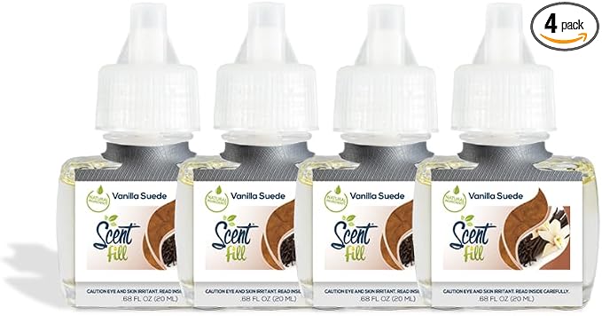 Scent Fill Vanilla Suede Plug in Air Freshener Refills, 4 Scented Oil Refills by ScentFill