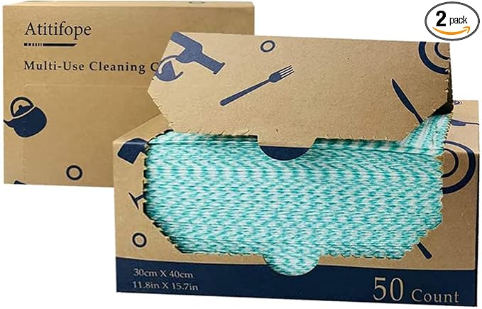 Heavy Duty Reusable Cleaning Cloths 100 Count Food Service Wipes Dishcloths by Atitifope