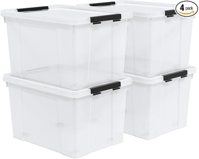 Set of 4 50 L Stackable Plastic Storage Container by Nihenok