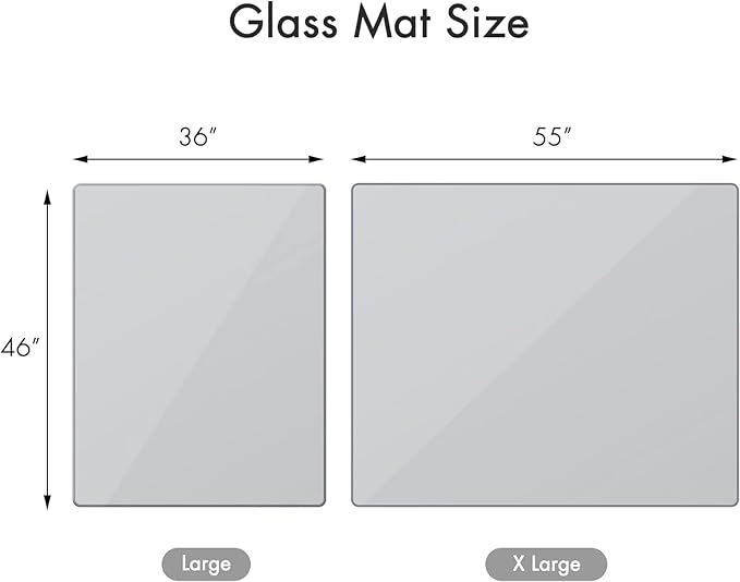 GLSLAND 36" x 46" Tempered Glass Chair Mat Heavy-Duty Floor Protector - Image 3