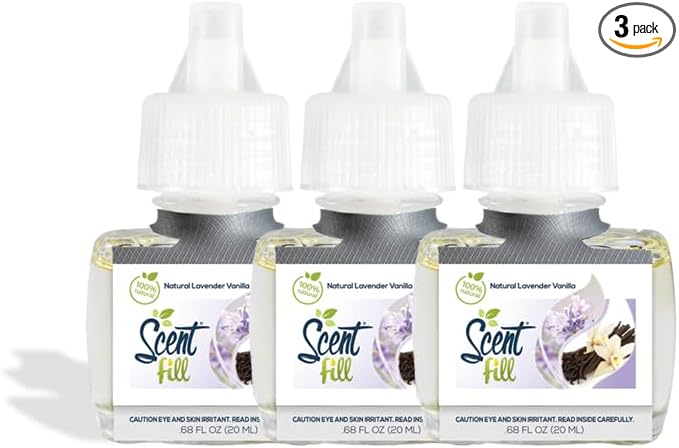 Scent Fill 100% Natural Lavender Vanilla Plug in Air Freshener, Scented Oil by ScentFill