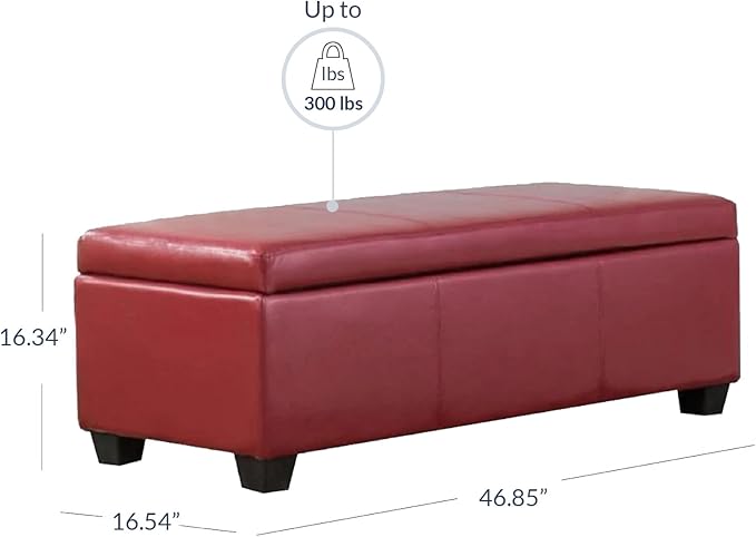 BELLEZE Storage Faux Leather Ottoman, 47 Inch Bench Bedroom Bench - Image 2