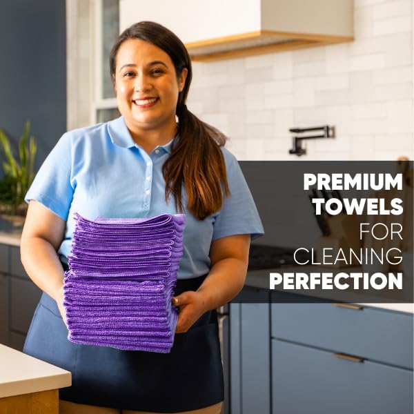MW Pro Microfiber Cleaning Cloth | Purple | 12 Pack | 16” x 16” | All Purpose - Image 3