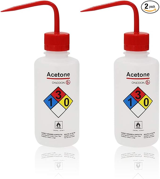 2pcs of Safety Wash Bottles, Vol.500ml 17oz, Acetone Wash Bottle, LDPE Material by LabvidaScientificCoLtd