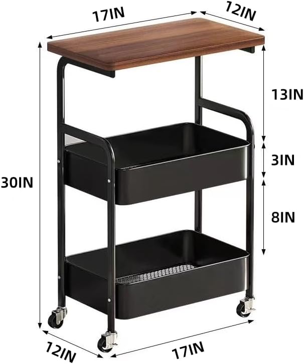 3 Tier Metal Rolling Utility Cart Organizer - Image 6