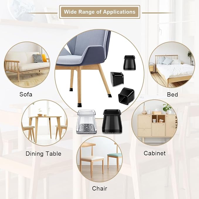 32 Pcs Square Chair Leg Protectors - Image 3