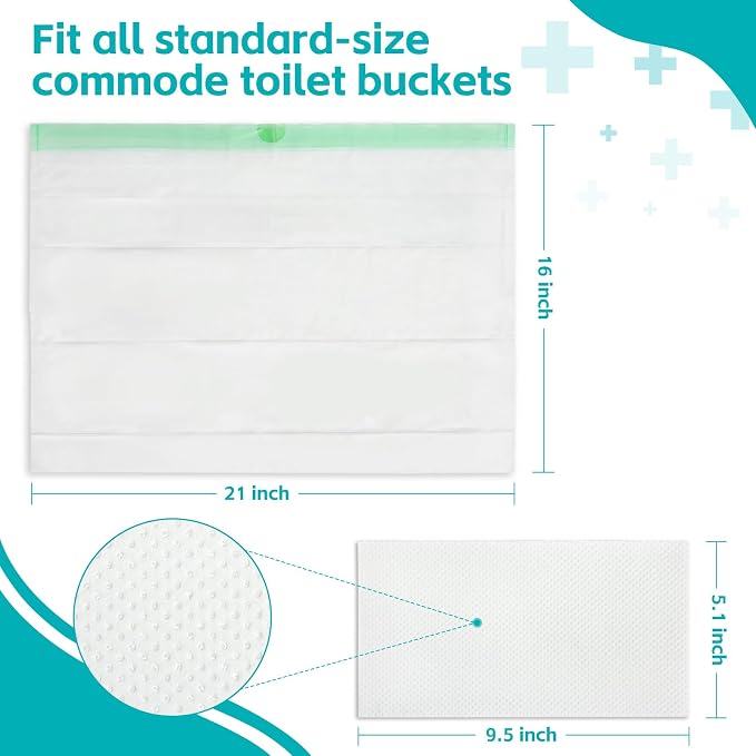 60 Pack Commode Liners with Super Absorbent Pads, Disposable Leakproof Bedside - Image 2