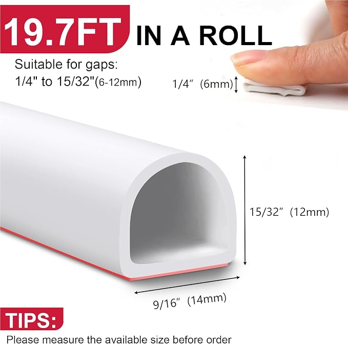 【New Upgrade】 Silicone Door Weather Stripping Door Seal Strip, 19.7 Feet - Image 4