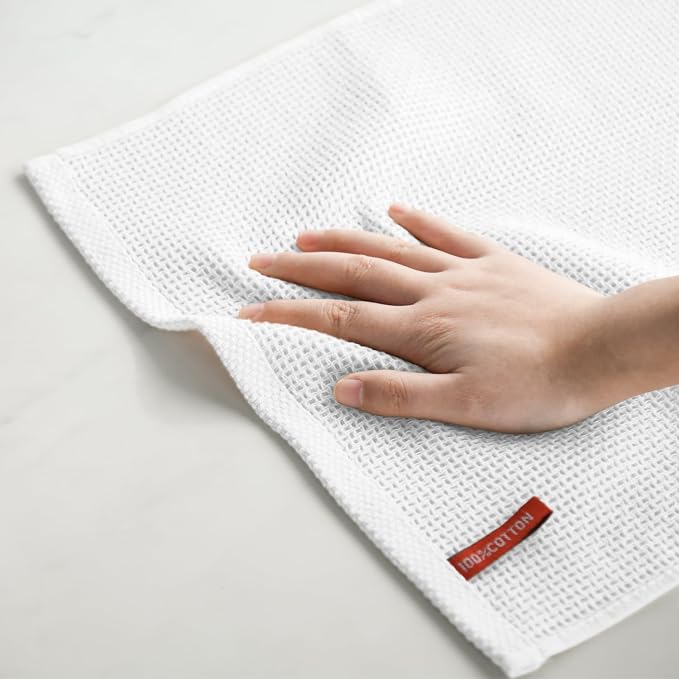 Artoid Mode 100% Cotton White Waffle Weave Kitchen Dish Cloths, 12x12 Inch - Image 5