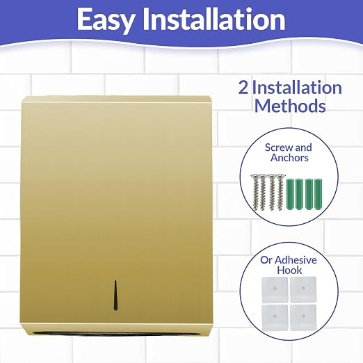 Paper Towel Dispenser Wall Mount, Brushed Gold Stainless Steel Commercial Paper - Image 3