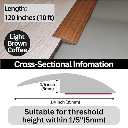 1/5 inch Height Floor Transition Strip, Self Adhesive Carpet Wood Tile Vinyl - Image 2
