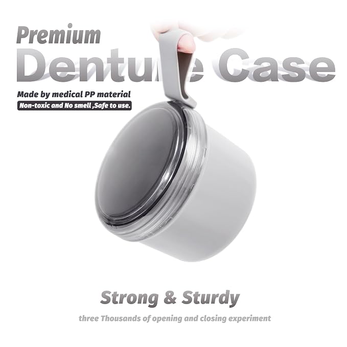 Large Denture Bath Cup No Leak Denture Case Retainer Cleaner Case Complete - Image 2