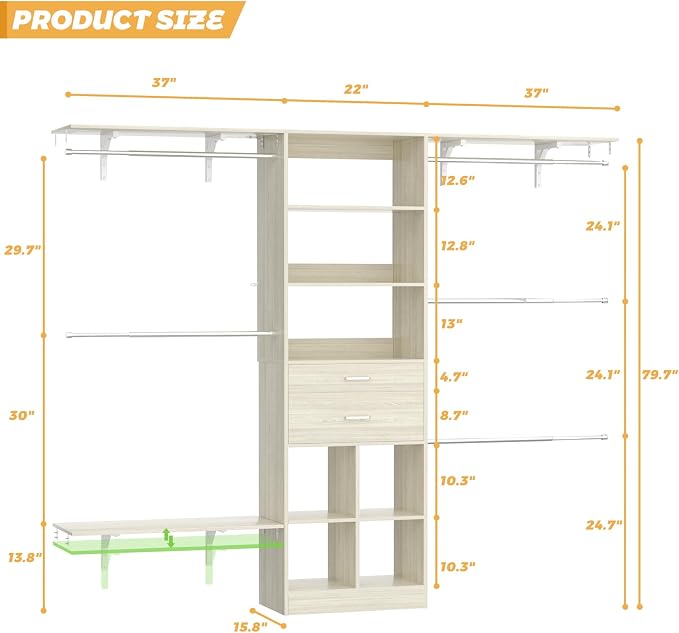 Closet System - 4.75-8FT Closet Organizer System - Image 8