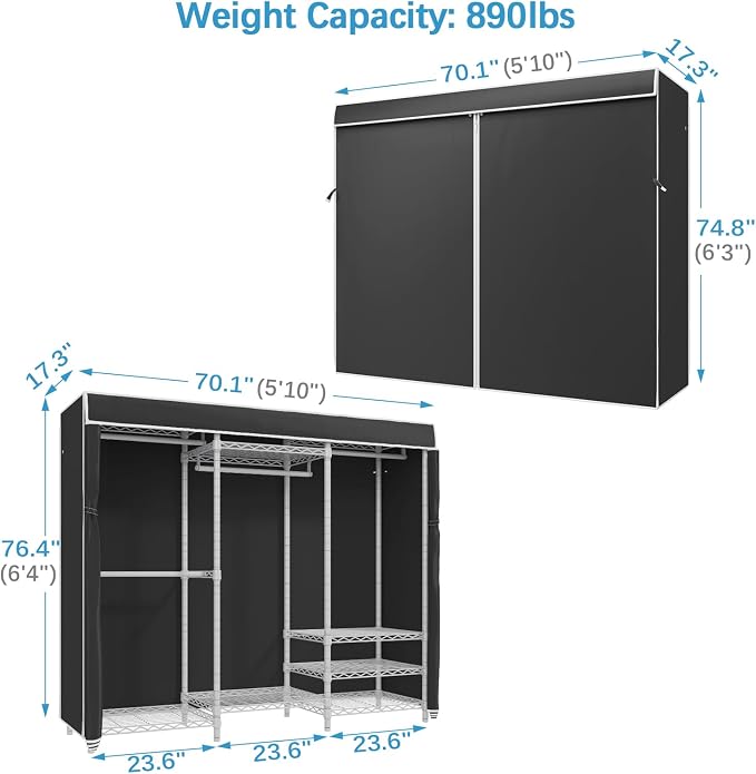 VIPEK V5C Bedroom Armoires Portable Clothes Closet Rack, Adjustable Custom - Image 5
