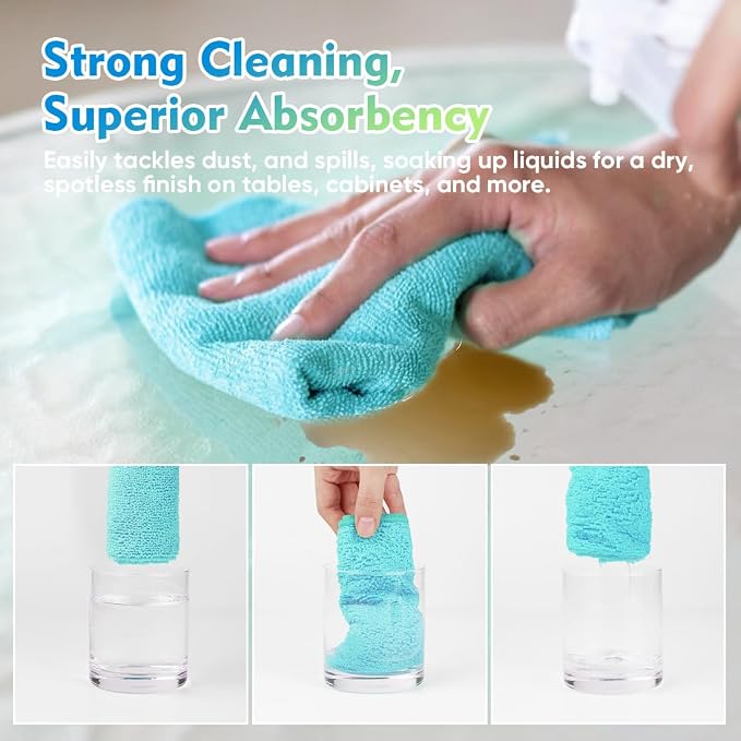 HOMEXCEL Microfiber Cleaning Cloth 12 Pack, 12.5 x 12.5 Inch Microfiber Towels - Image 3
