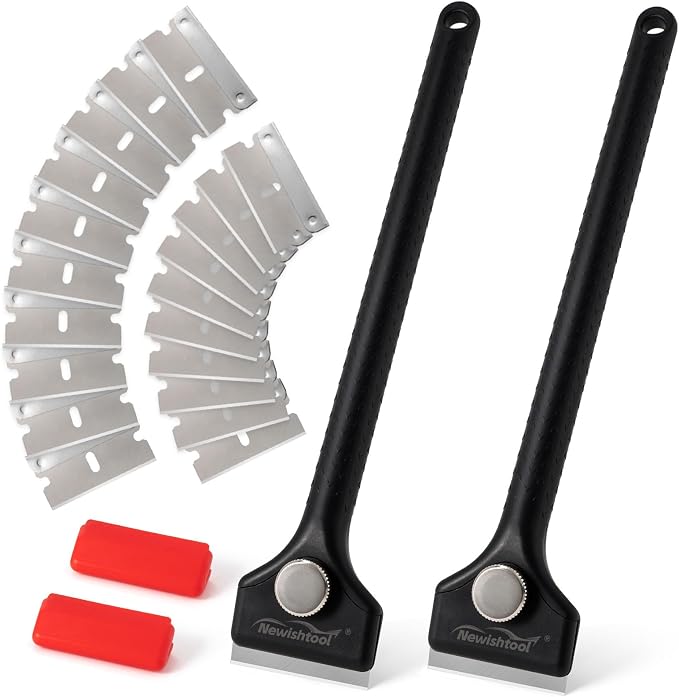 NEWISHTOOL Long Handle Scraper Tool Kit includes 2 Pcs Razor Blade Scraper and by NEWISHTOOL