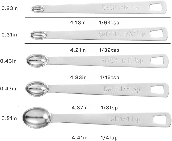 2 Pack Teaspoon Measuring Spoons, 1/4 tsp, 1/8 tsp, 1/16 tsp, 1/32 tsp - Image 2