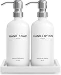 White Glass Soap and Lotion Dispenser Set by Brighter Barns by BrighterBarns