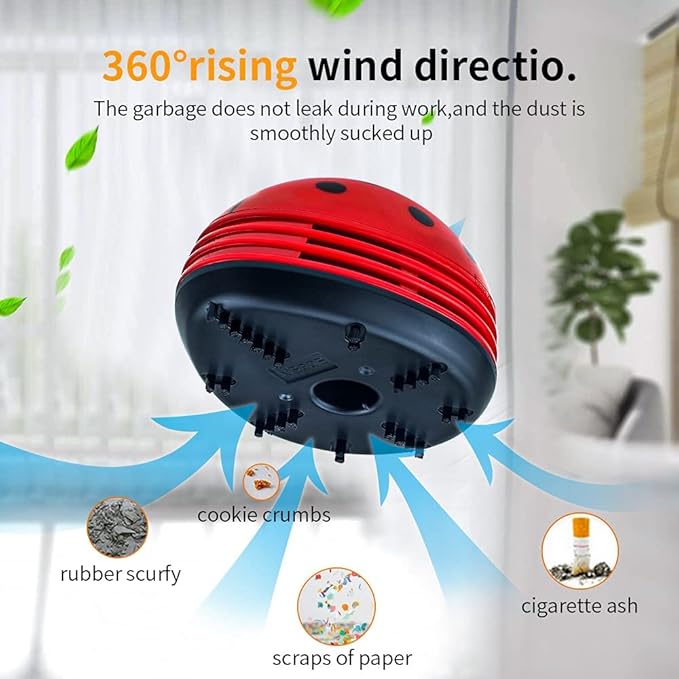 E ECSEM Cute Portable Cartoon Mini Desktop Vacuum Cleaner Table Dust Crumb - Image 4