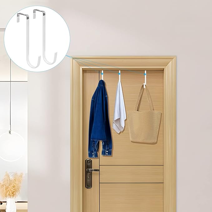 FYY Over The Door Hooks, 4 Pack Upgraded Long Door Hangers Hooks - Image 6