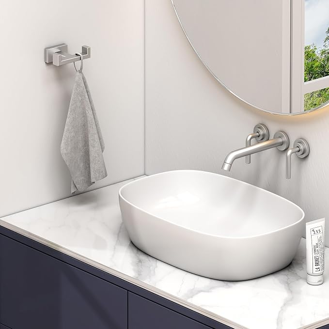 Angle Simple Towel Hook for Bathroom, SUS 304 Stainless Steel Double Robe Coat - Image 2