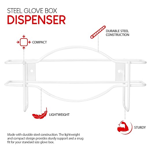 Stock Your Home (White Metal Single Gloves Dispenser, Tissue Box Shelf - Image 2