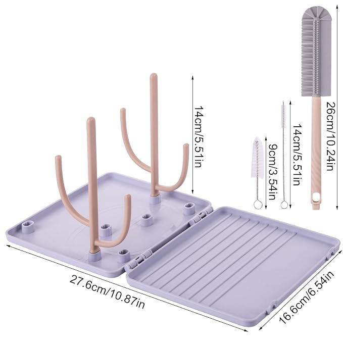 Baby Bottle Drying Rack -Travel Baby Bottle Drying Rack Set, Cleaner Kit - Image 2