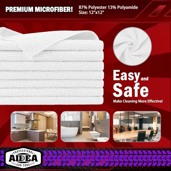 AIDEA Microfiber Cleaning Cloth White 10PK, Microfiber Towels - Image 6