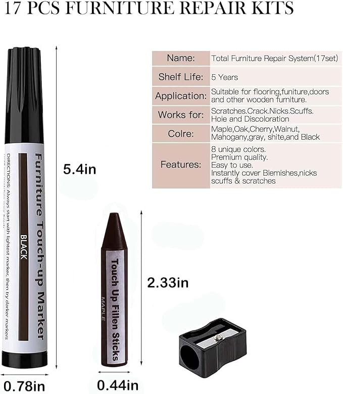 Furniture Markers Touch Up, Lifreer 21 Pcs Wood Filler Floor Scratch Repair Kits - Image 6