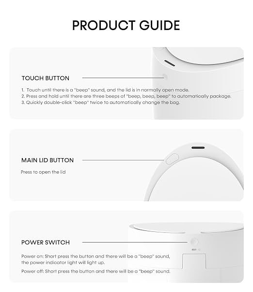 TOWNEW T AIR ONE Smart Trash Can, 2.6 Gallon Automatic Garbage Can - Image 7