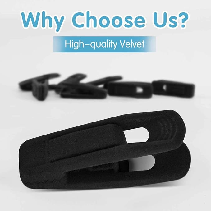 Black Velvet Hangers Clips 50 PCS, Non-Slip Velvet Clips - Image 3