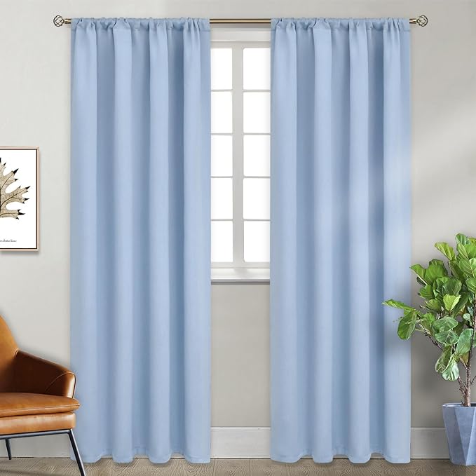 BGment Baby Blue Room Darkening Curtains 84 Inch Length by BGment