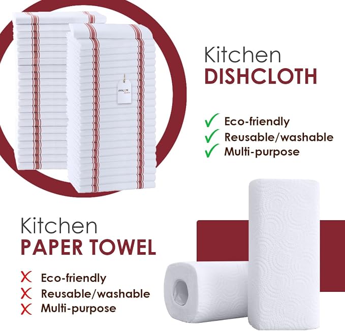 Dish Towels Set Size 15x25 Inch, 100% Cotton Soft & Absorbent Linen Kitchen - Image 2