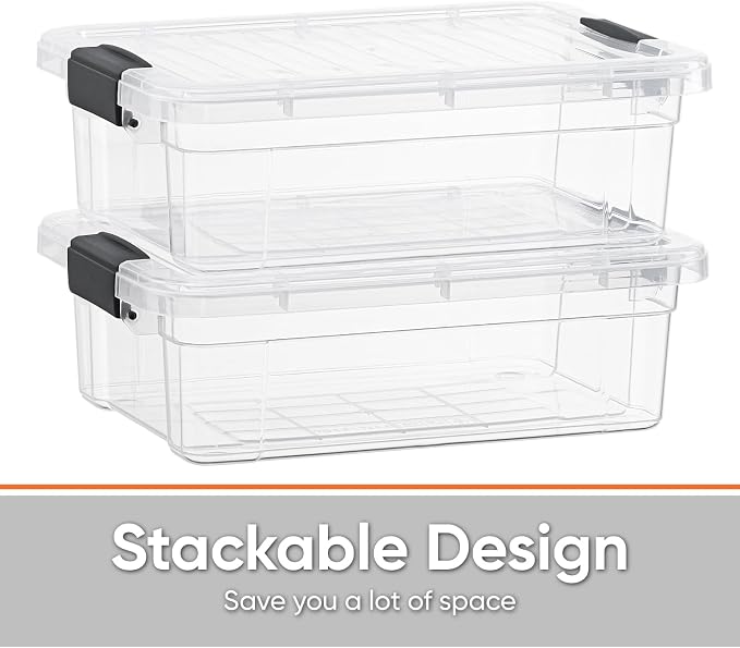 Superio Storage Bins with Lids- 2 Pack, 4.5 Qt Clear Boxes - Image 4