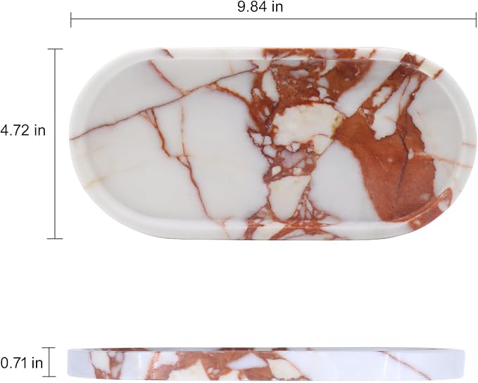 Natural Marble Tray, Oval Vanity Decorative Tray - Image 3