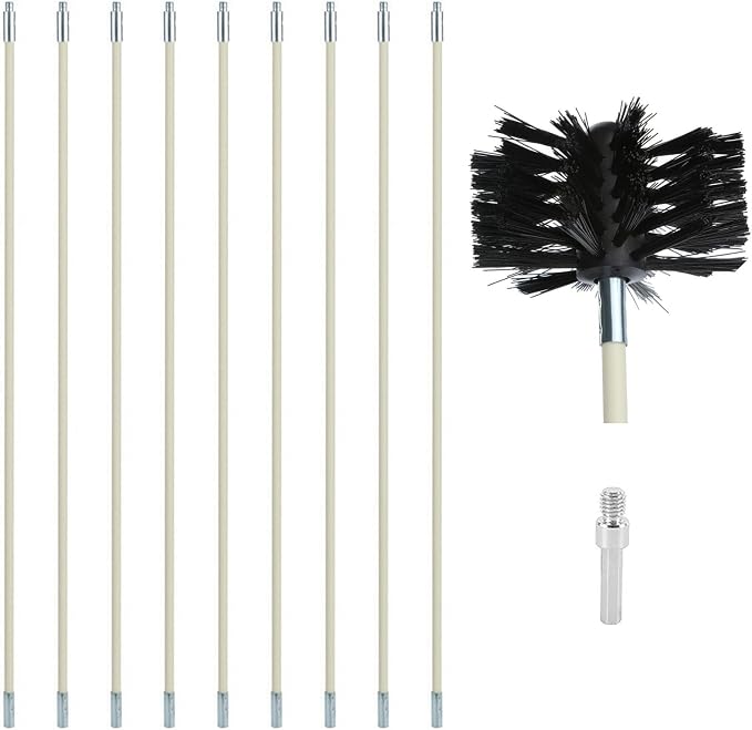 12 Feet Stove Pipe Clean Brush Extension Rods Flexible Fireplace Chimney Brush by Copgge