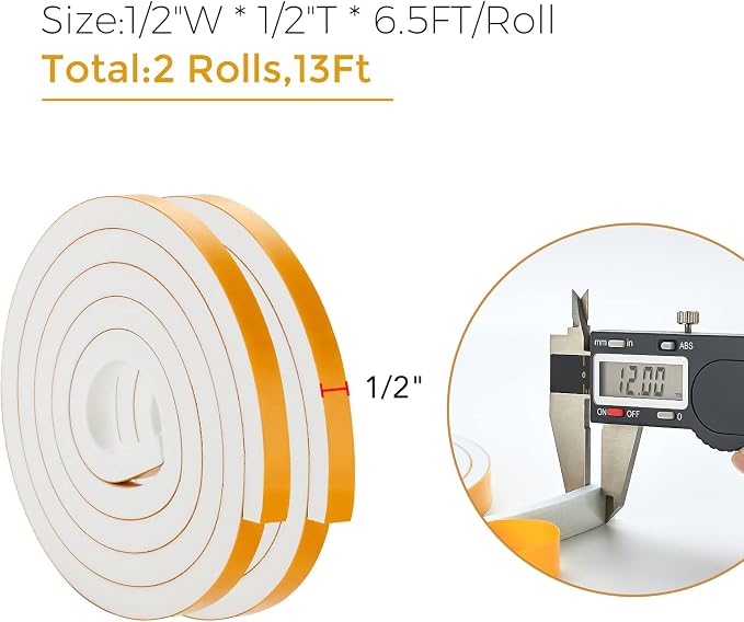 13 Feet Weather Stripping Door Seal, 1/2" Wide X 1/2" Thick Door Seal Strip - Image 3