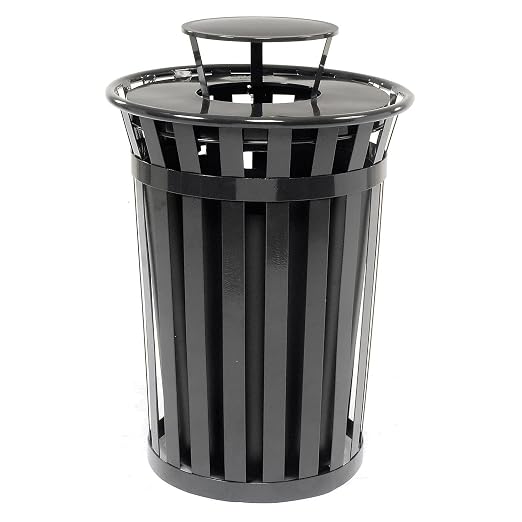 Global Industrial Heavy-Duty 36 Gallon Capacity Outdoor Metal Slatted Trash - Image 5