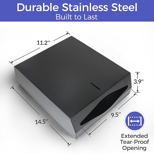 Paper Towel Dispenser Wall Mount, Matte Black Stainless Steel Commercial Paper - Image 5