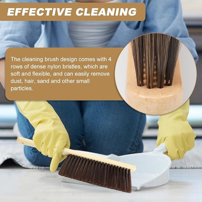 2 Pieces Hand Brushes for Cleaning Long Handle, Wooden Dust Brush Plastic - Image 6