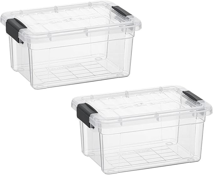 Superio Storage Bins with Lids- 2 Pack, 1.85 Qt Clear Boxes by Superio