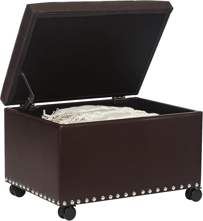Leather Storage Ottoman Bench - Image 4