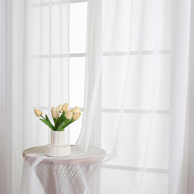 Chyhomenyc White Sheer Curtains 78 Inches Long 2 Panels Set - Image 4