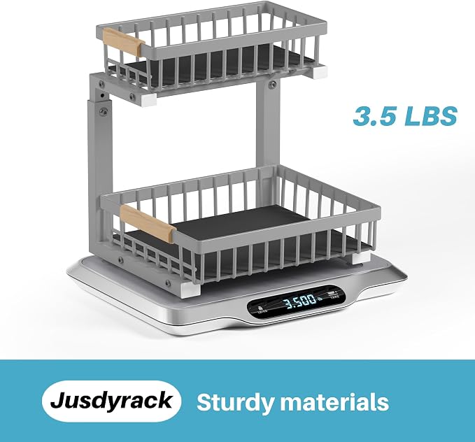 1 Packs 2 Tier Grey Under Sink Organizer, Under Sink Organizers and Storage - Image 6
