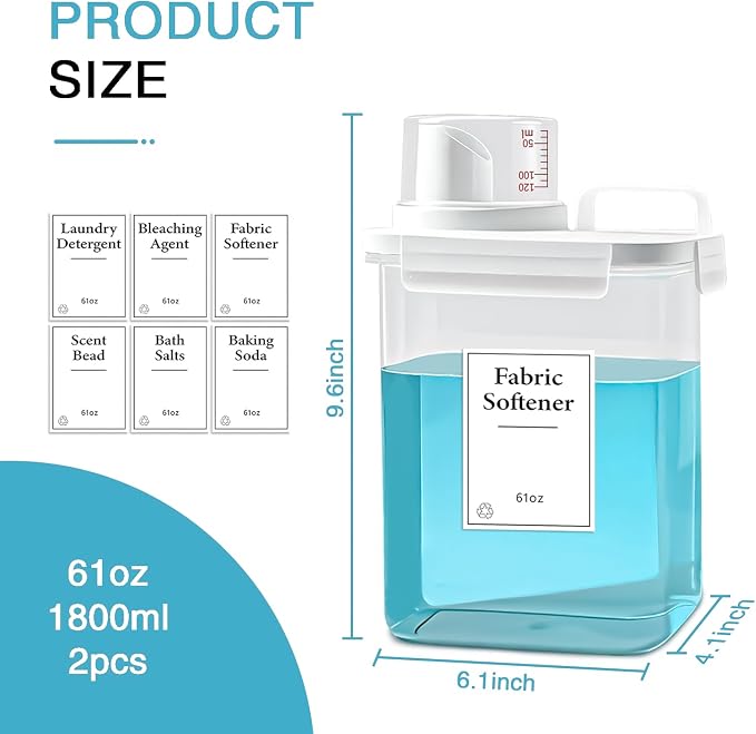 2 Pack Laundry Detergent Dispenser, 61oz Detergent Dispenser, Refluxable - Image 4