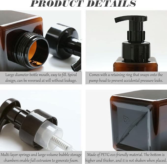 Foaming Soap Dispenser, 450ml Refillable Modern Square Pump Bottle - Image 5