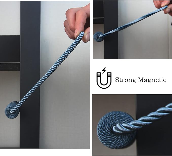 Magnetic Curtain Tiebacks 4 Pack Blue Curtain Rope Tieback Curtain Holders - Image 5
