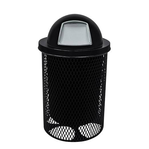 COATEDOUTDOORFURNITURE RDT-BLK Heavy Duty 32 Gallon Round Trash Receptacle by CoatedOutdoorFurniture
