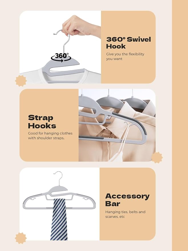 HOUSE DAY Heavy Duty Plastic Hangers 100 Pack, Durable S-Shaped Non Slip Coat - Image 7